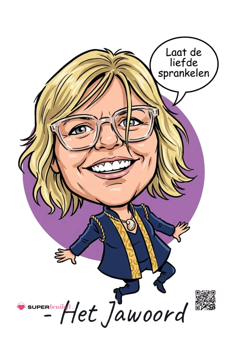 Karikatuur van Het Jawoord met de wens Laat de liefde sprankelen
