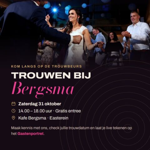 Instagram: Zaterdag 31 oktober staan wij op Trouwen bij Bergsma in Easterein! 💍 Een kleine,… (opent in nieuw tabblad)